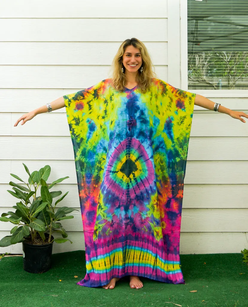 Vivid Spectrum Harmony Tie Dye Kaftan
