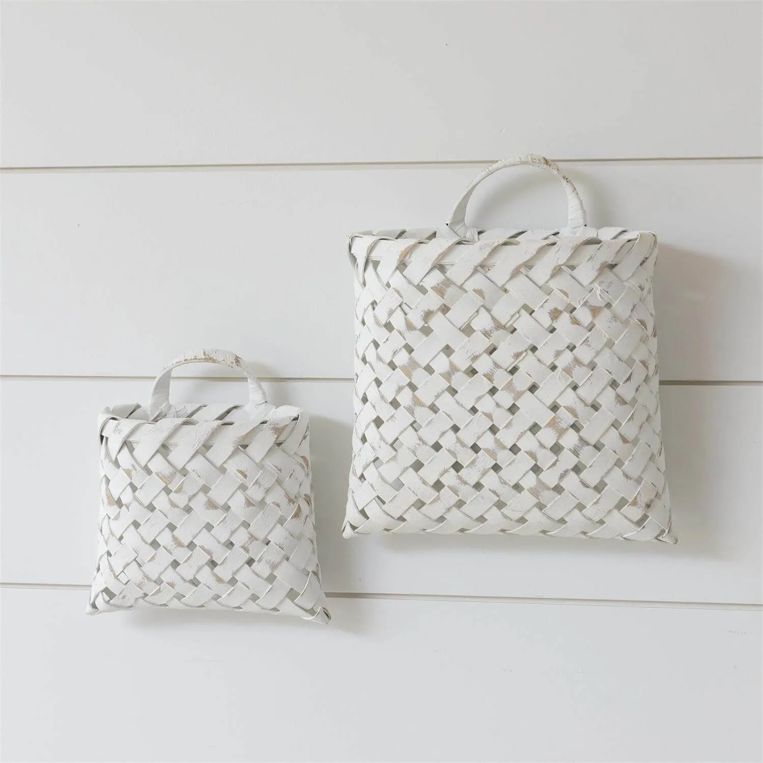 White Chipwood Wall Hanging Basket