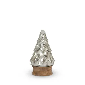 Whitewash Silver Mercury Glass Tabletop Tree, 10"