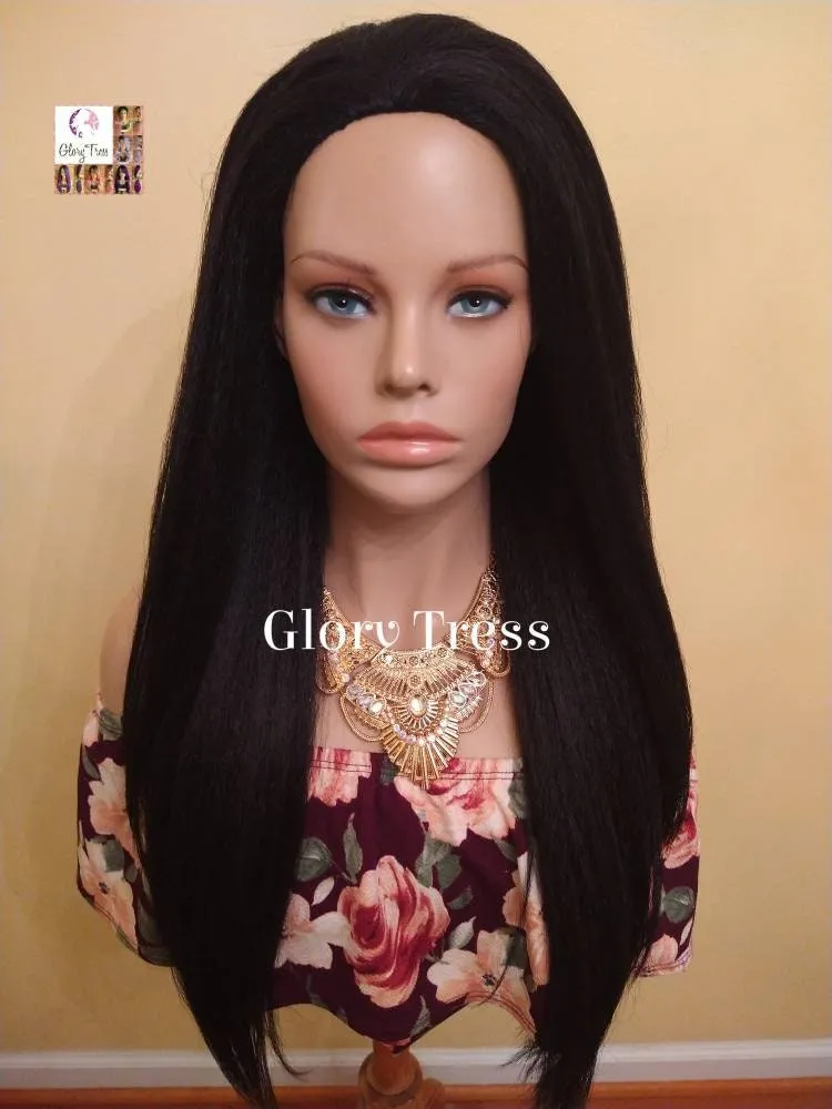 Wigs - Half Wig - Crochet Headband - Black Headband - Yaki Straight Half Wig - Wig - Beginner  Friendly Wig, Glory Tress  // LUXURY
