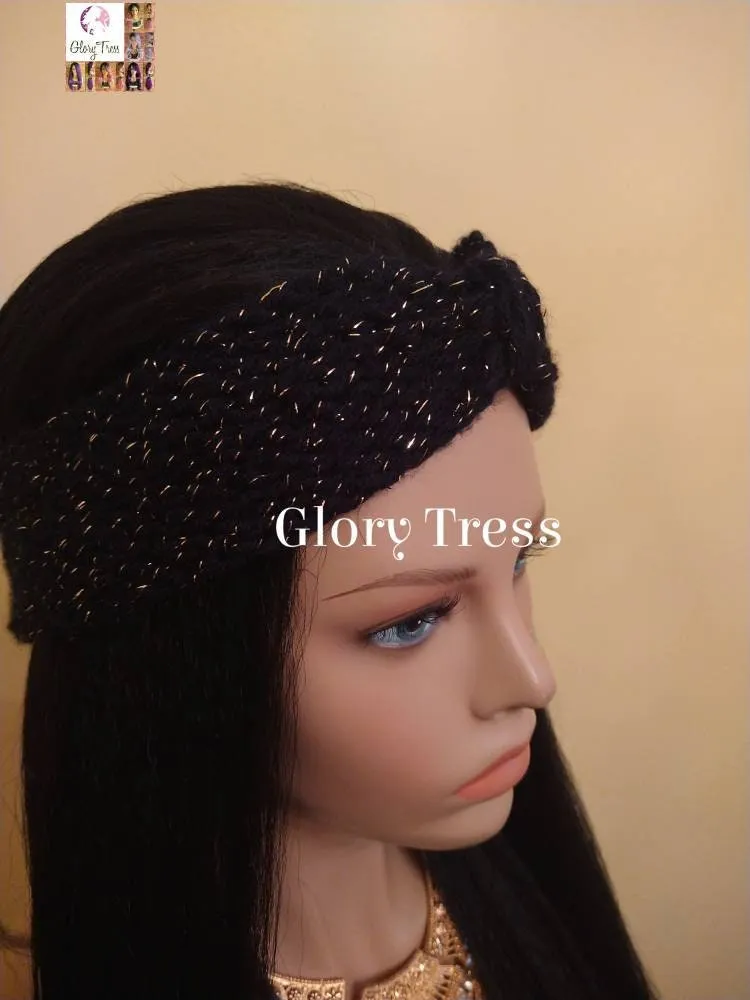 Wigs - Half Wig - Crochet Headband - Black Headband - Yaki Straight Half Wig - Wig - Beginner  Friendly Wig, Glory Tress  // LUXURY