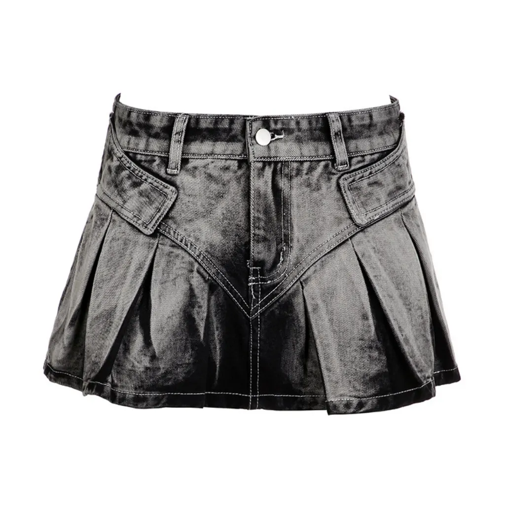 Women's Street Wash Tie Dye Denim Skirt