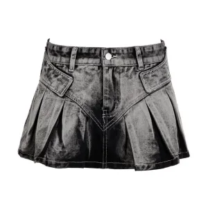Women's Street Wash Tie Dye Denim Skirt