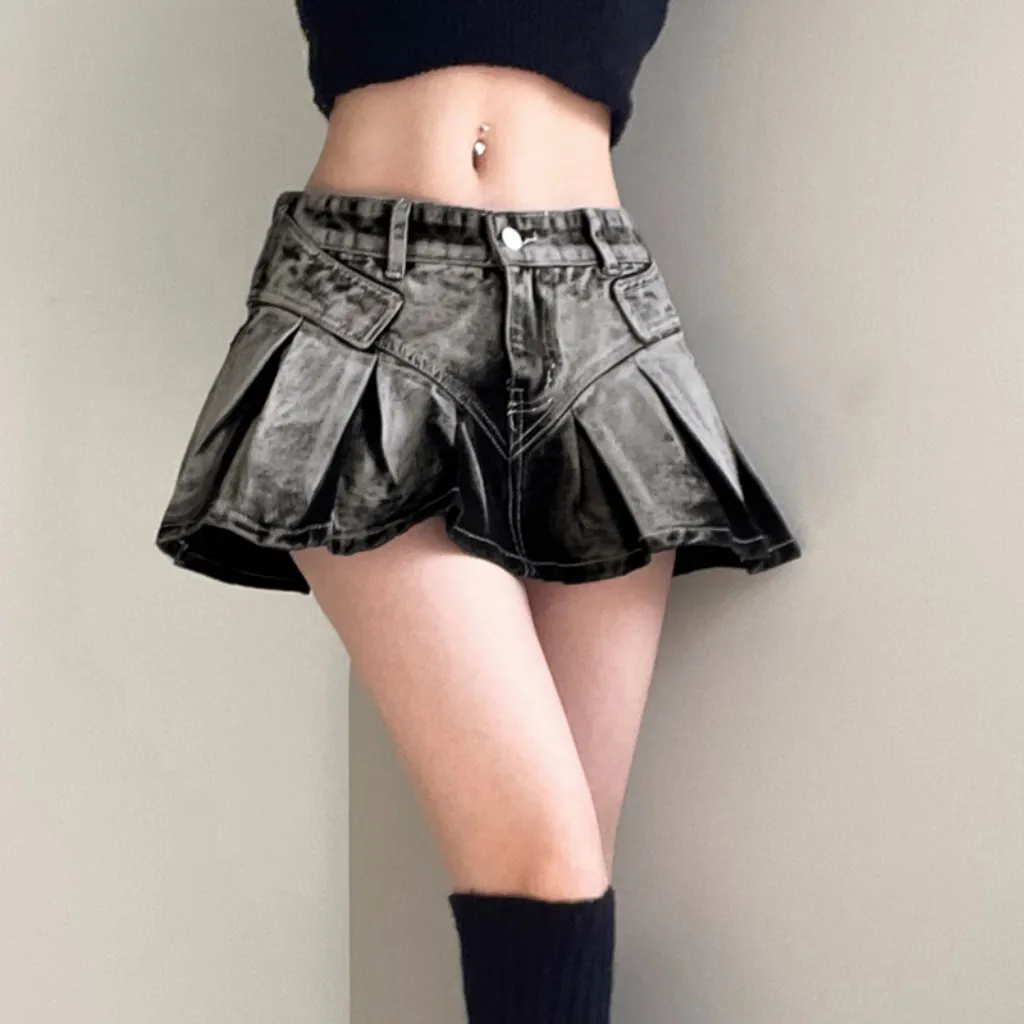 Women's Street Wash Tie Dye Denim Skirt