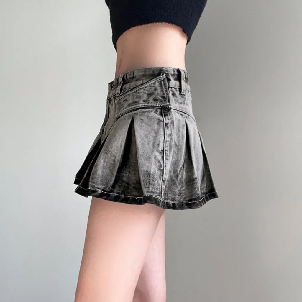 Women's Street Wash Tie Dye Denim Skirt