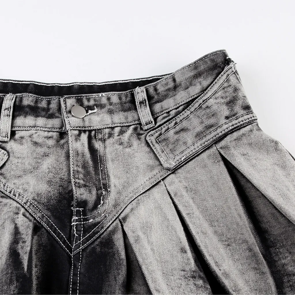 Women's Street Wash Tie Dye Denim Skirt