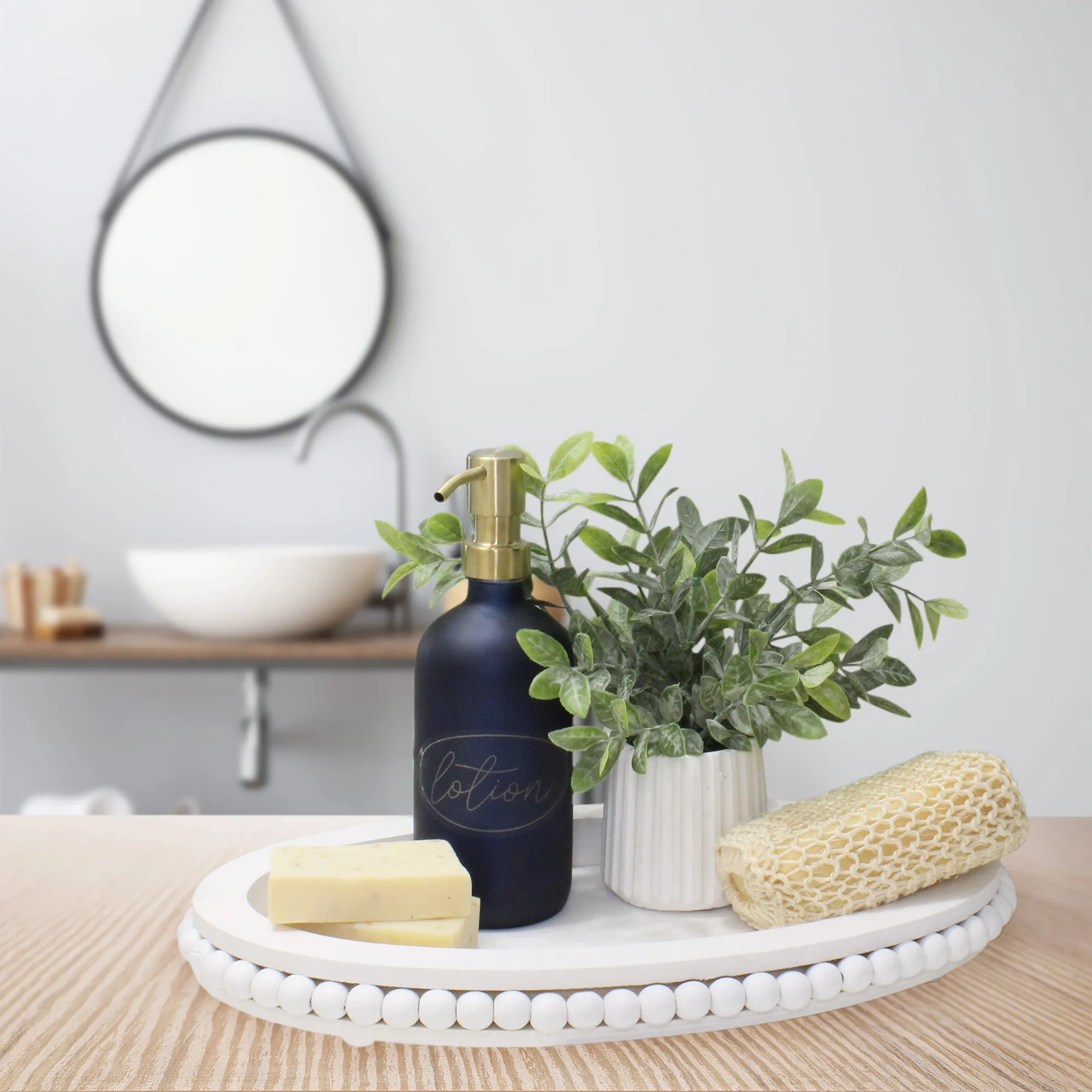 Wood Beaded Tray