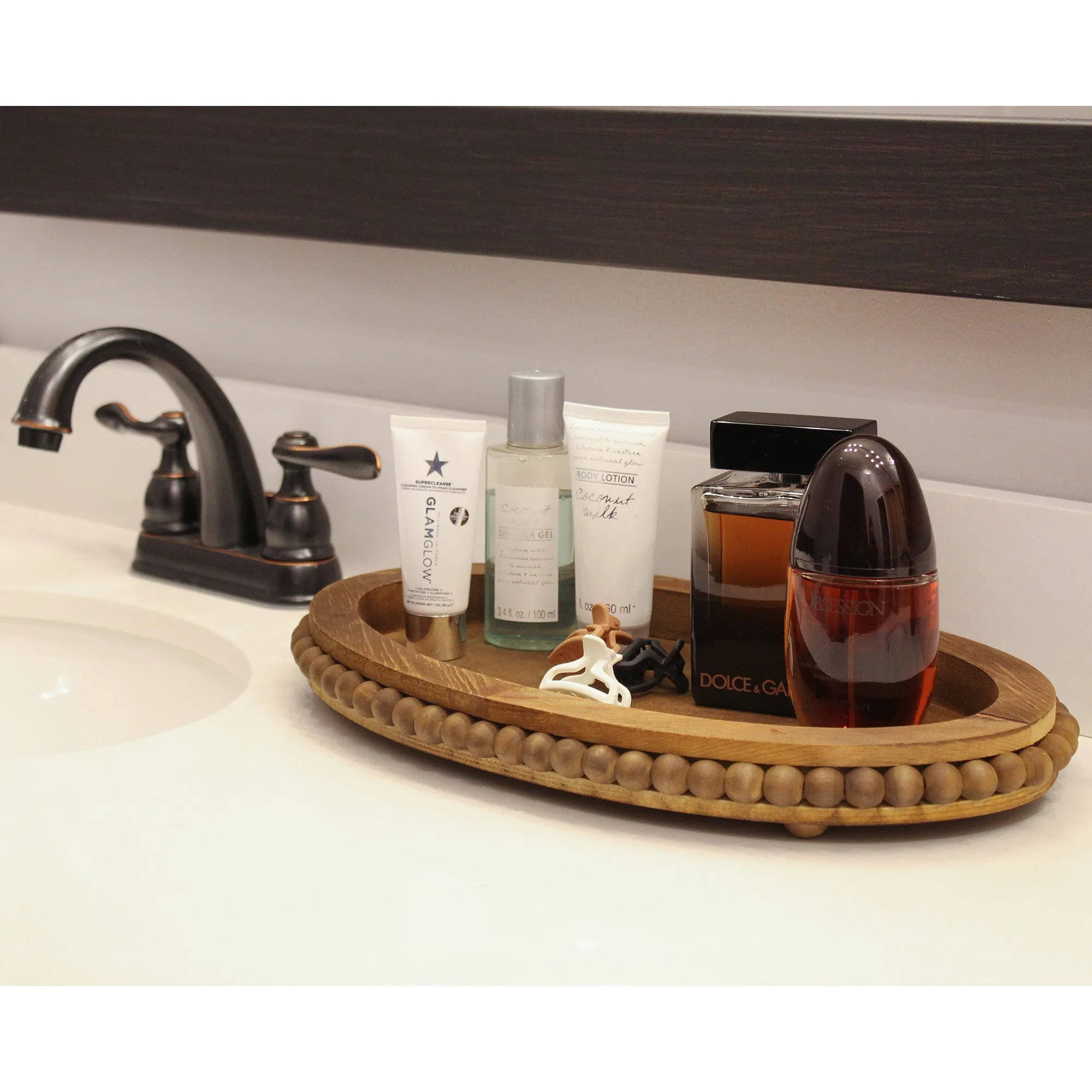 Wood Beaded Tray