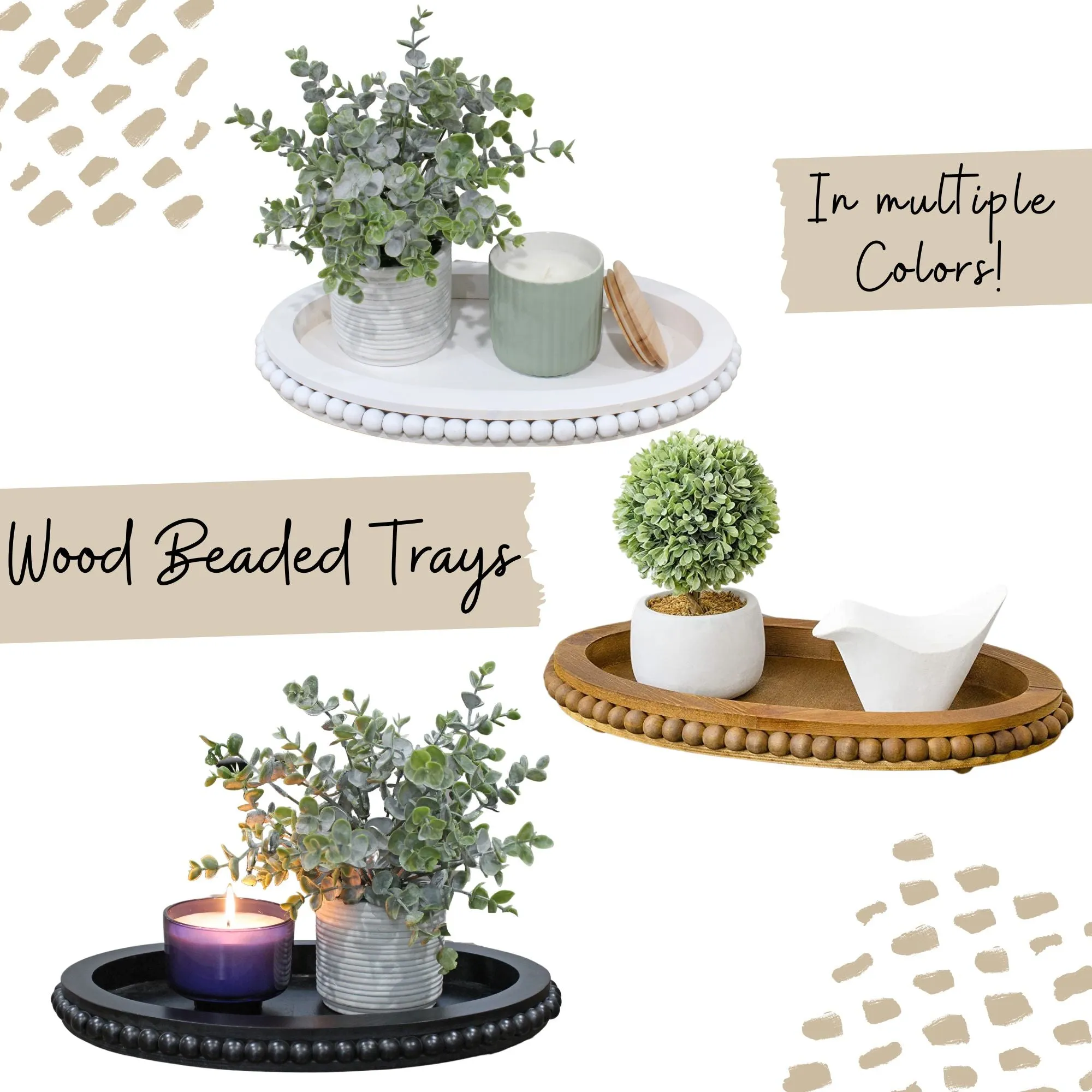 Wood Beaded Tray