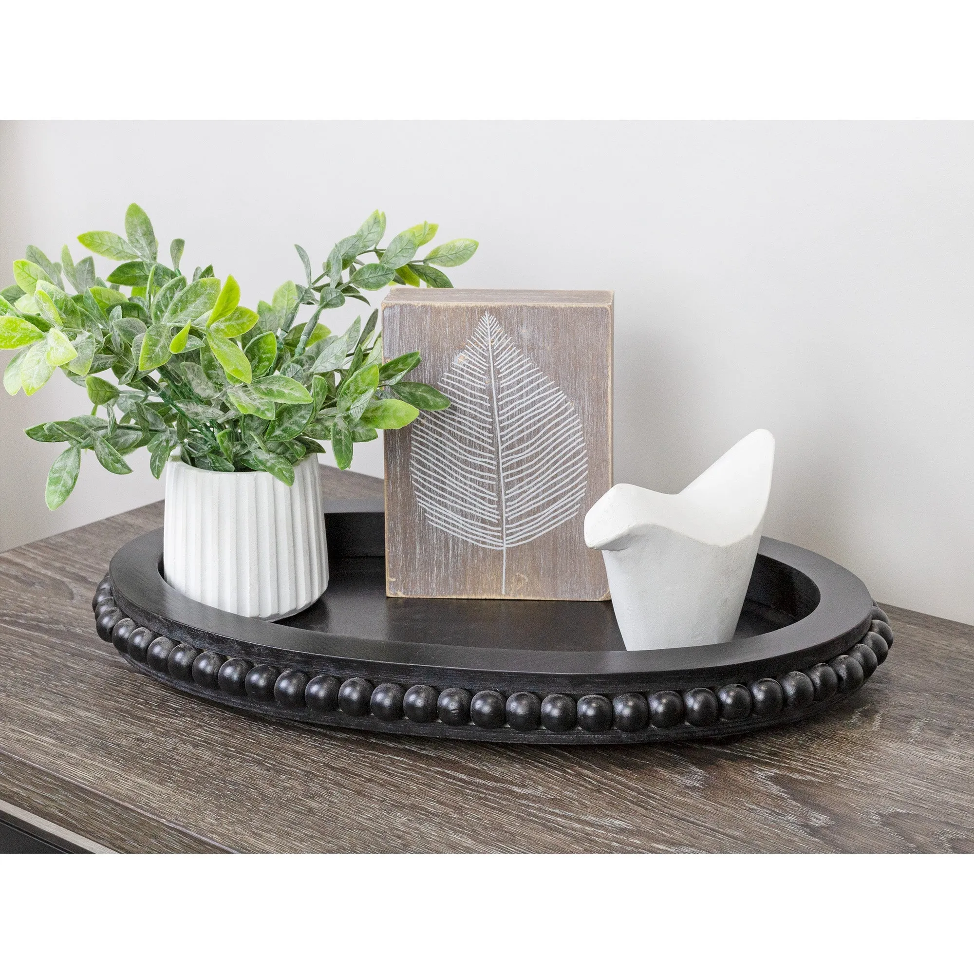 Wood Beaded Tray