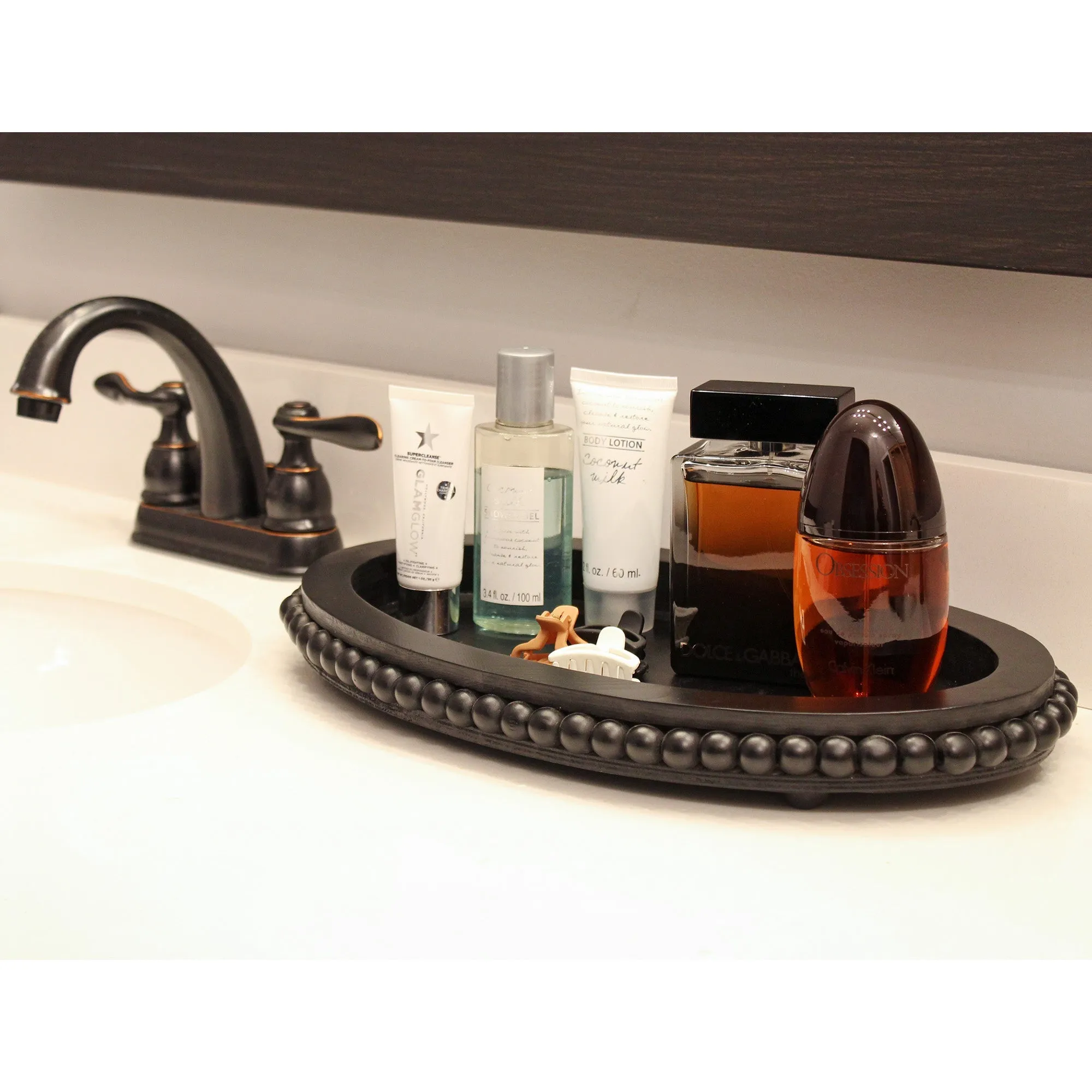 Wood Beaded Tray