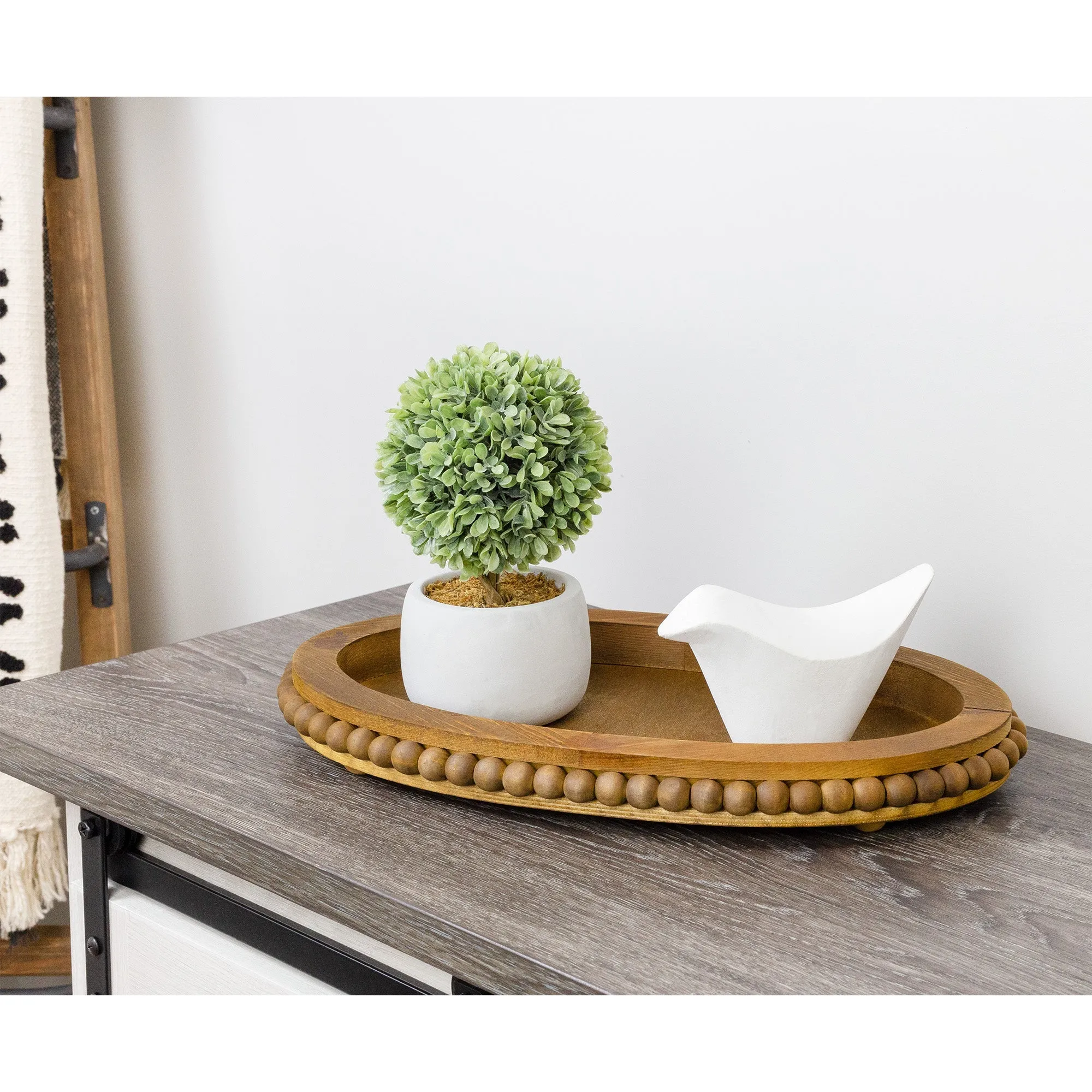 Wood Beaded Tray