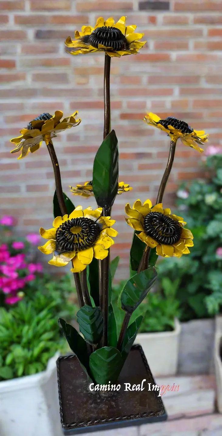 Yard Art Metal 6 Sunflowers Sculpture 20" MSFLWR20001