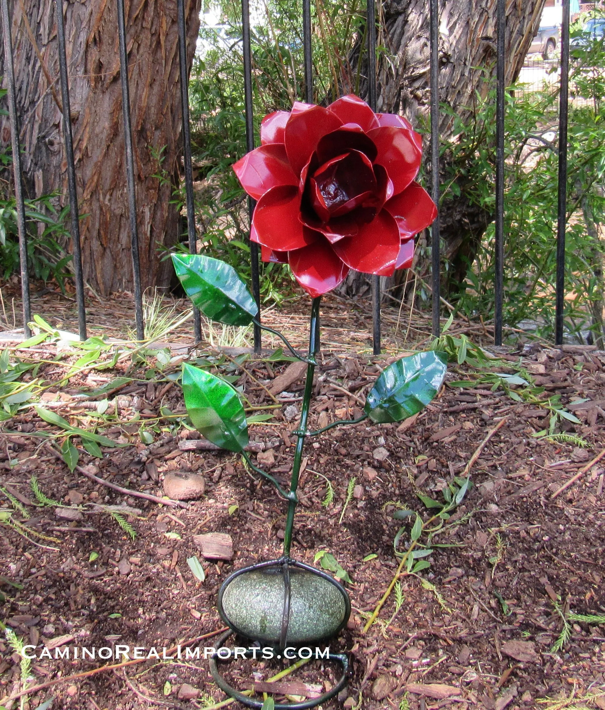 YARD ART METAL ROSE FLOWER SCULPTURE MFLW002